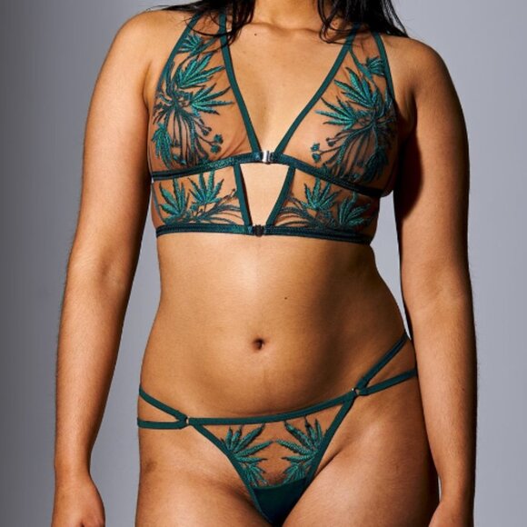 Thistle and Spire Brooklyn Haze 2 pc bralette thong sheer embroidery sz 2X / 3X - Picture 1 of 7